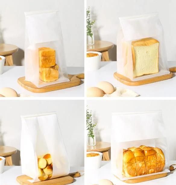 White Tin Tie Tab Lock Brown Window Bags Cookie Bread Treat Kraft Paper Bakery Bags with Window