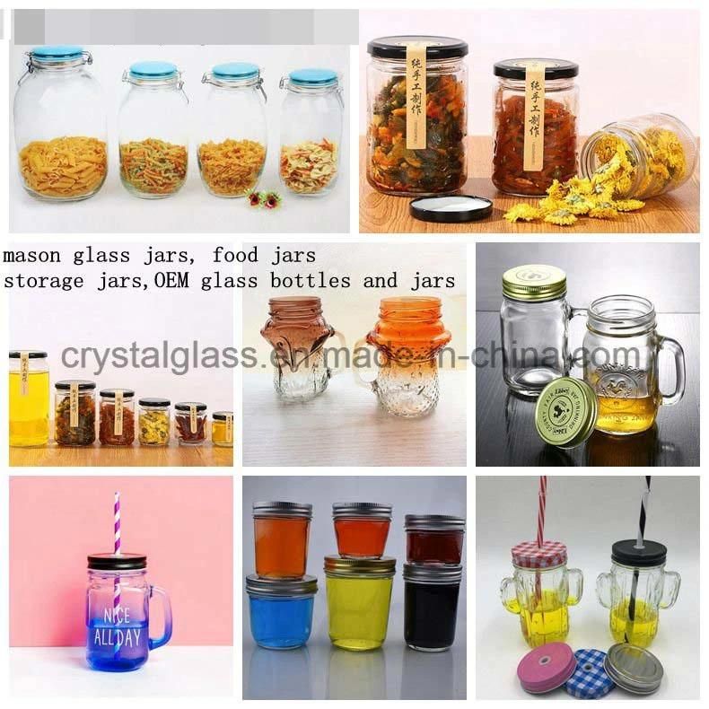 Round Square Shape Glass Mason Jar Food Storage Maon Jar 16oz