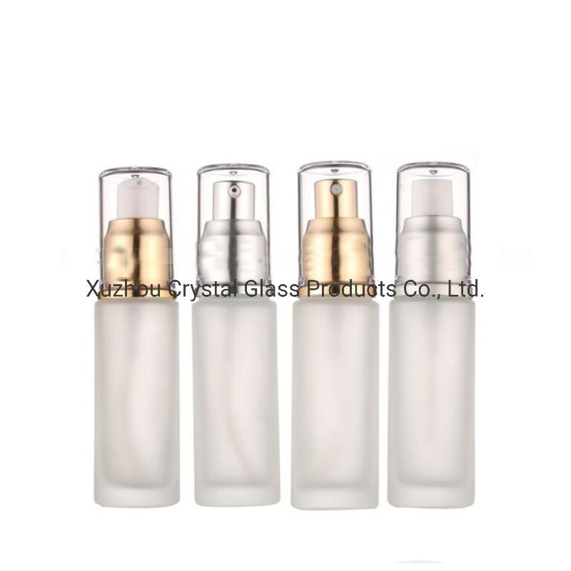 30ml Custom Cosmetic Lotion Spray Pump Glass Bottle Cosmetic Packaging with Plastic Cap