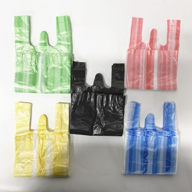 Striped Plastic Bag for Groceries