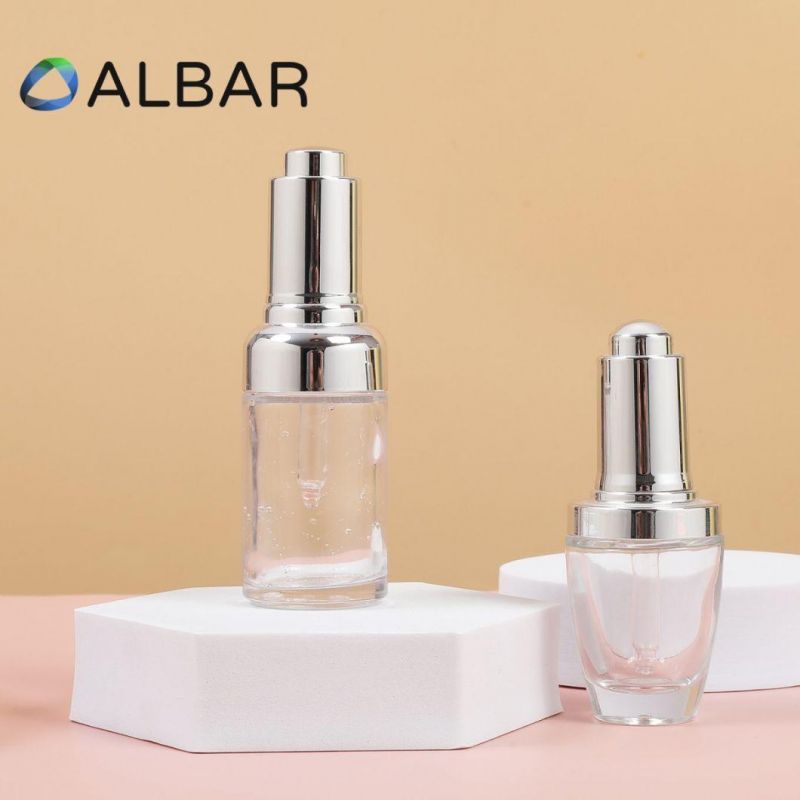 Oval Round and Flat Shoulder Clear Glass Bottles for Face and Body Serum Oil Liquid