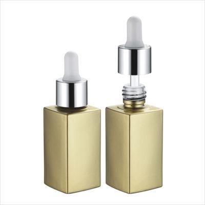 Empty 50ml 30ml 100ml Oval Shape Round Cosmetic Serum Glass Lotion Dropper Bottle with Shiny Silver Cap