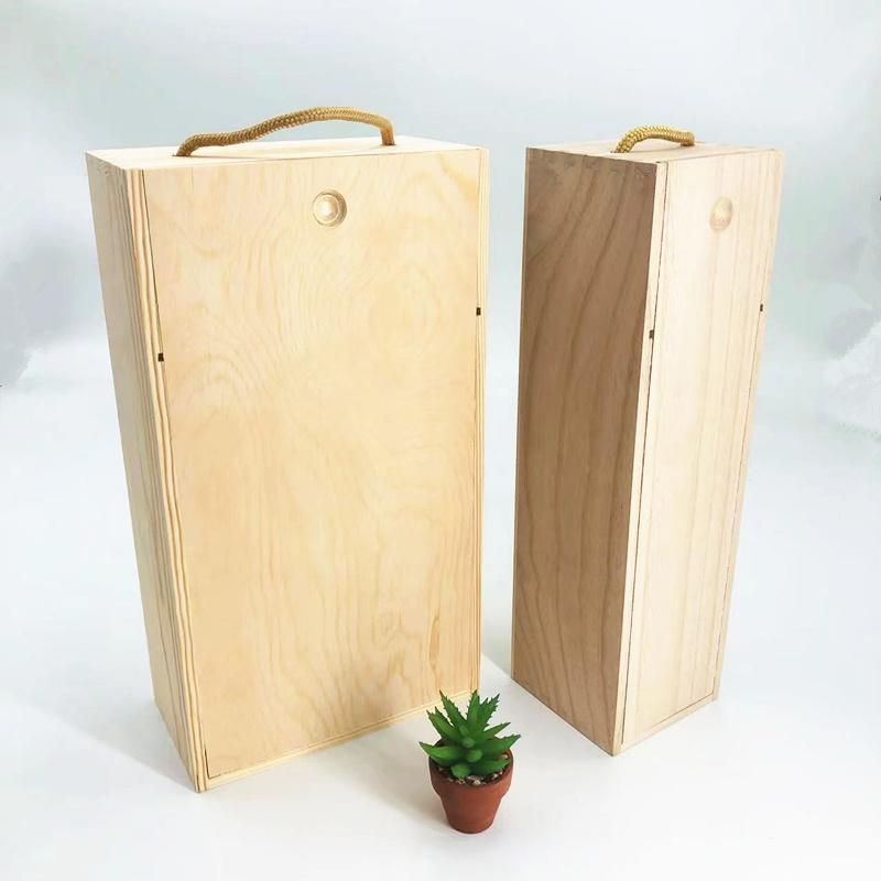 Single Bottle Wooden Wine Box Storage Box with Sliding Lid