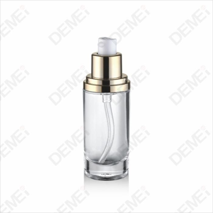 40/100/120ml 50g Cosmetic Skin Care Packaging Clear Toner Lotion Glass Bottle and Cream Jar with Gold ABS Cap