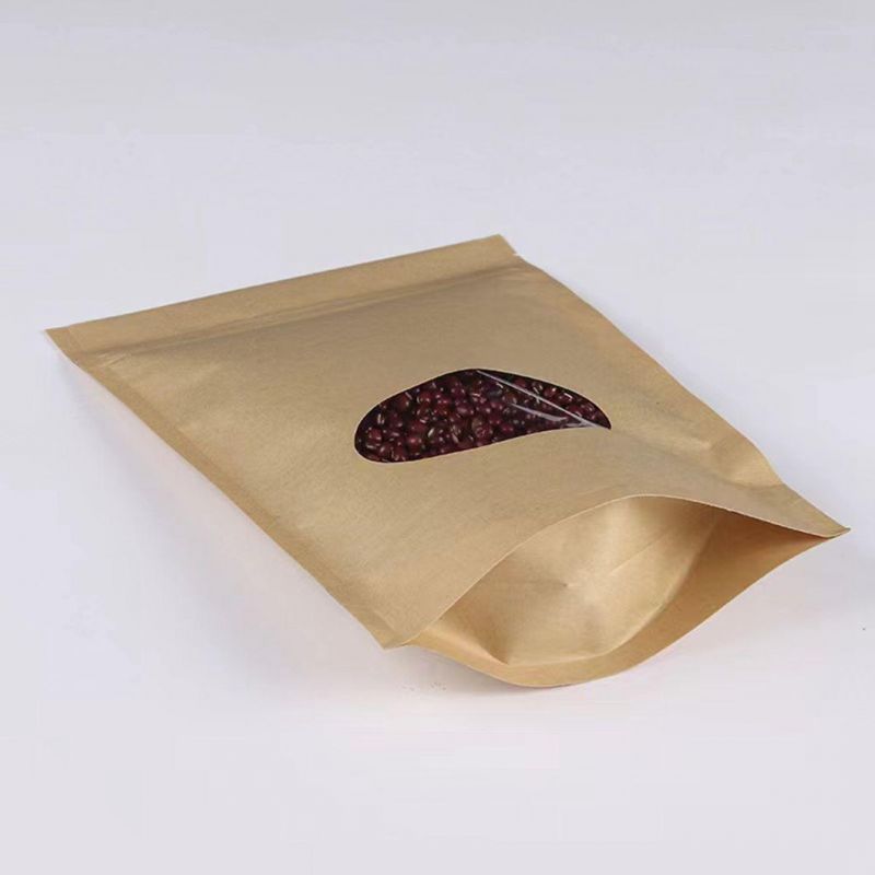 Kraft Zipper Paper Stand up Bag with Oral See-Through Clear Window