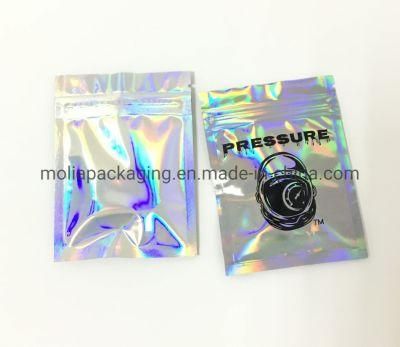 Shine Foil Film Resealable Smell Proof Ziplock Bags Laser Holographic Rainbow Color Stand up Food Pouch Aluminum Rainbow Foil Packaging Bags