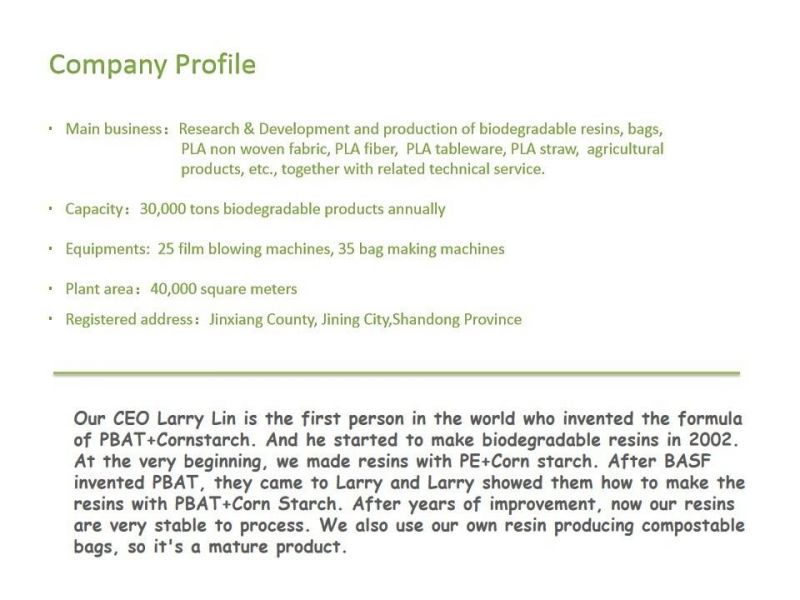 Market Biobased PLA Pbat Cornstarch Plastic Raw Materials for Bio Bags