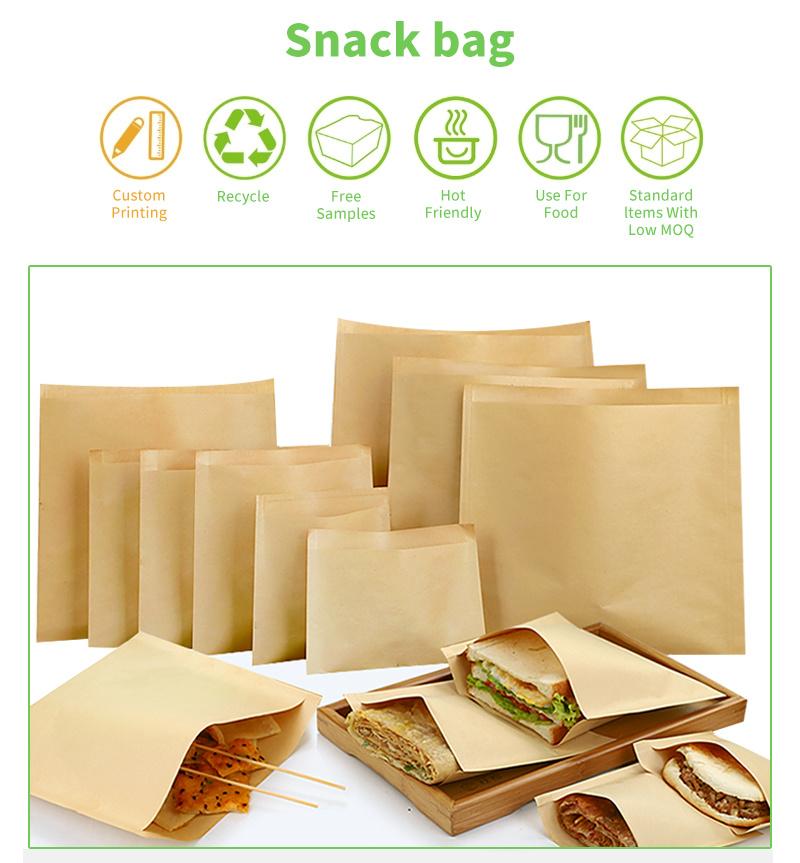 Food Packaging PE Coated Paper Bag Sandwich Hamburger Packaging Bag