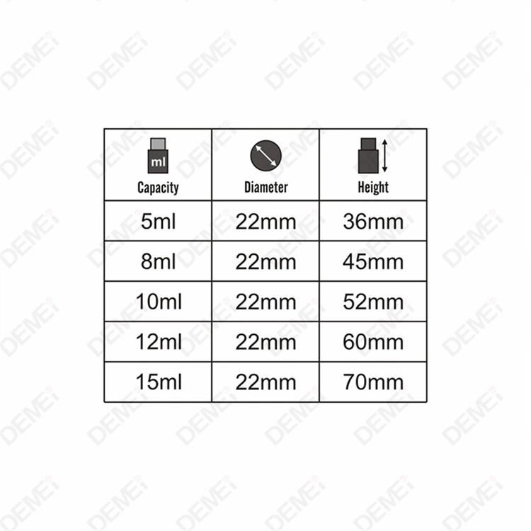 5-15ml Wholesale Cosmetic Packaging D22mm Straight Round Clear and Amber Serum Essential Oil Tube Glass Bottle with 18mm Gold Hand Basket Dropper Cap