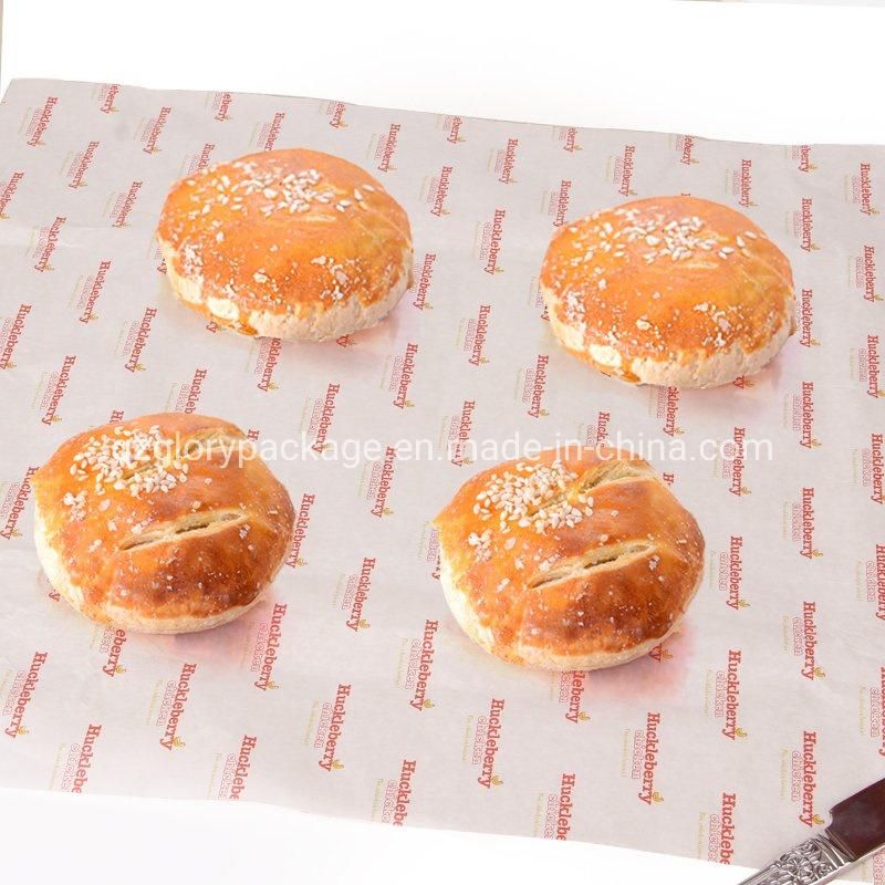 Brand Logo Printed Greaseproof Paper Food Wrapping Parchment Baking Paper for Bread Packaging