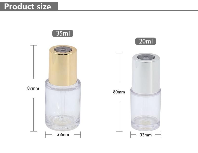 Round Clear Facial Oil Bottle 20ml 35ml Dropping Empty Lotion Serum Container