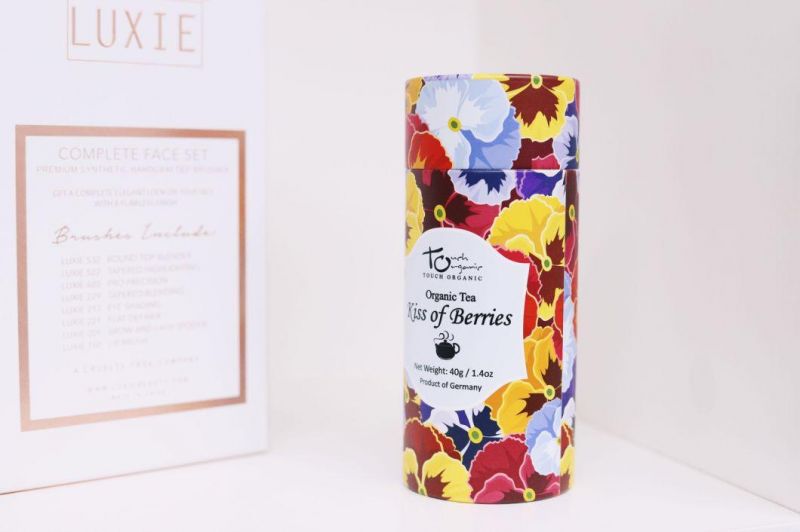 Full Printed Round Gift Packaging Cylinder Cardboard Tea Tin Box Paper Tube