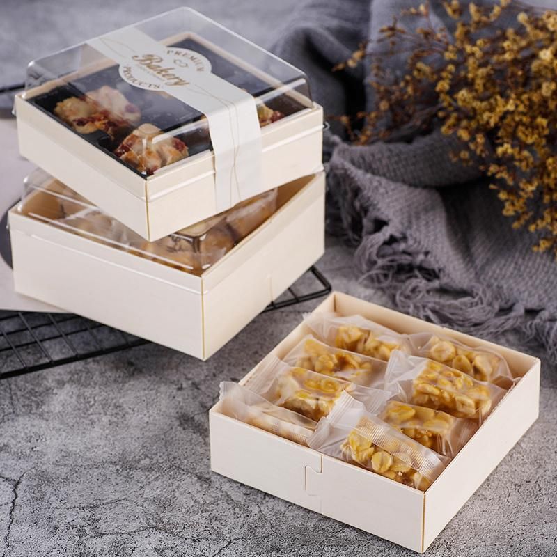 Customized Disposable Japanese Biodegradable Wooden Sushi Fruit Salad Sweet Food Cardboard Packaging Box Packing Container Takeaway Box Tray