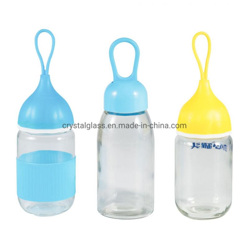 Christmas Gifts Water Glass Bottle Portable Cup Glass Container with Rope OEM 280ml