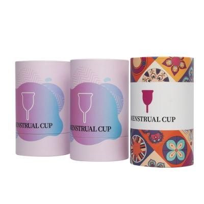 Firstsail Luxury Custom Cylinder Cardboard Cosmetic Paper Tube Menstrual Cup Storage Gift Box Packaging with PVC Window Lid