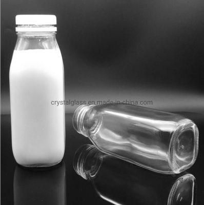 French Square 1000ml Milk Juice Glass Bottle with Tamperproof Cap