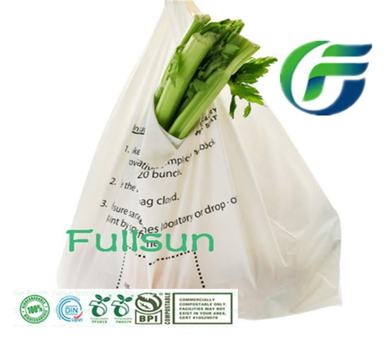 Biodegradable Retail Bag Supermarket Handbag Food Packaging Bag Custom Printed Tote Compostable Promotional Handle Shopping Bag