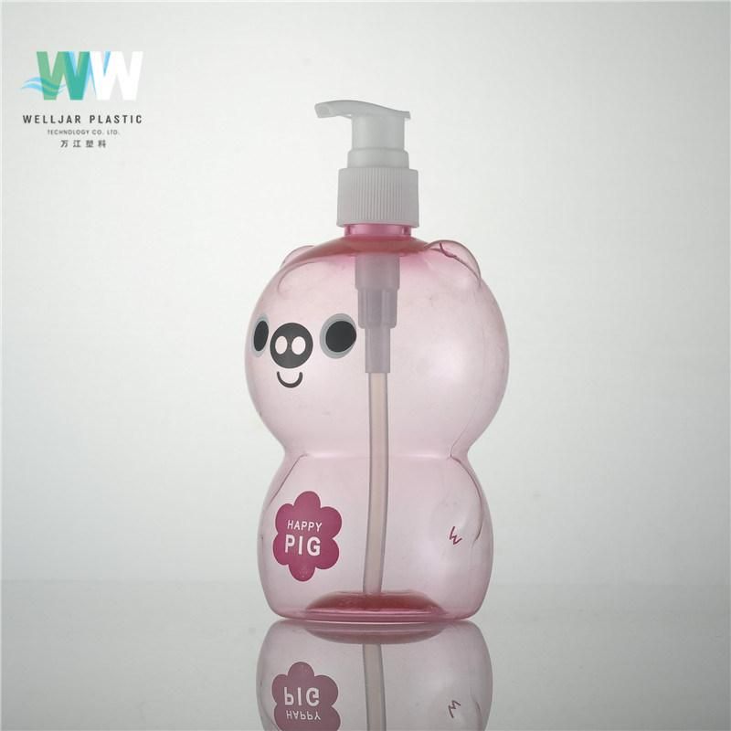 250ml Plastic Pink Cartoon Bottle with Press Lotion Pump