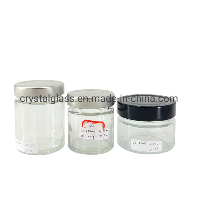 Storage Jar 106ml 212ml 314ml Food Glass Jar Container for Packaging Honey Jelly with Deep Metal Lid