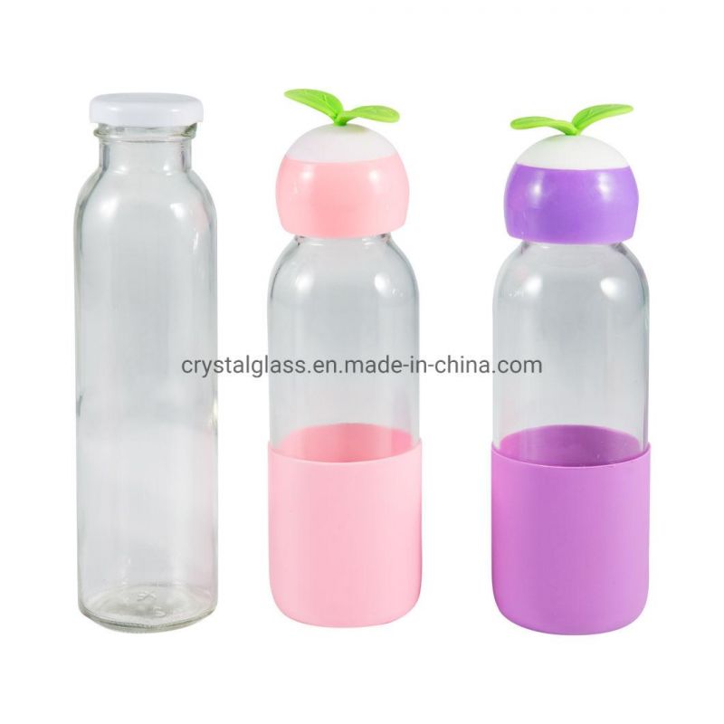 300-400ml Creative Children Glass Water Bottle Advertising Gift Bottle Portable Lovely Glass Bottle Customized Logo