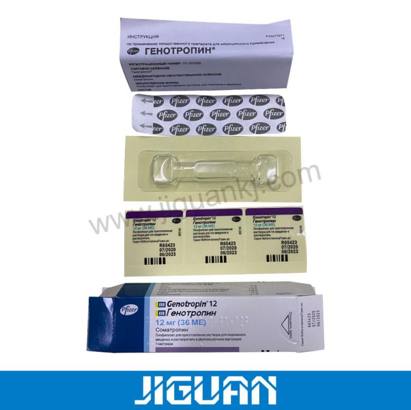 Famous Brand Pfizer Genotropin 12mg Package Box Somatotropin Growth Hormone 36 Iu Pen HGH Paper Packaging Box