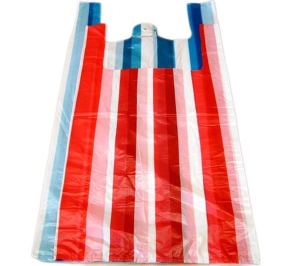 Cheap and Cheerful Supergrade White Vest Carriers, Supreme High Tensile Vest Carrier Bags, Candy Striped Vest Carriers, Recycled Poly Vest Carriers in Rolls
