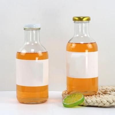 Wholesale Round 250ml 360ml 500ml Coffee Glass Beverage Bottle with Metal Plastic Lid