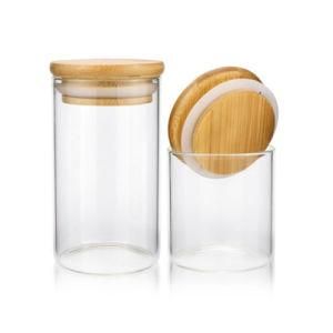 Hot Sale Food Storage Glass Jars 250ml 500ml 1000ml with Bamboo Lid Sealing Caps Transparent Jars Suppliers