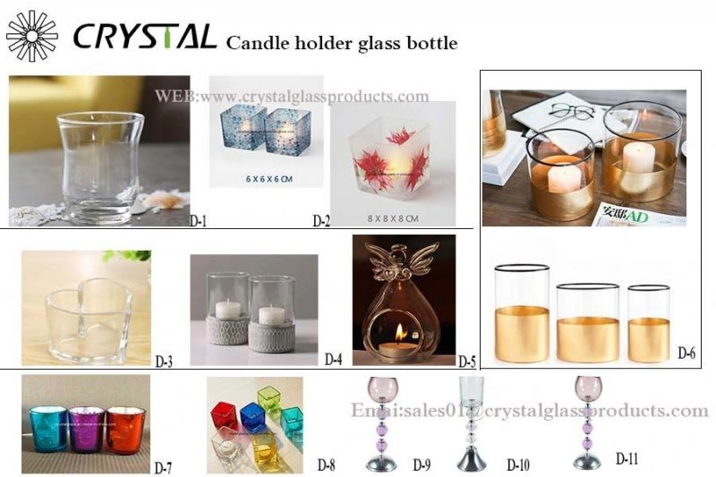 Different Shape of Glass Candle Holder with Emboss Logo and Pictures