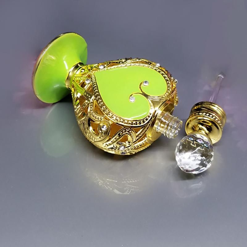 in Stock Ready to Ship 10ml Elegent Arabian Perfume Oil Zinc Alloy Metal Bottle with Shiny Jewelry Decoration and Cap Fragrance Bottle