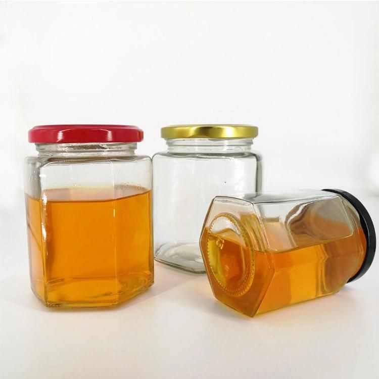 Hexagon Glass Jar 45ml 100ml 180ml 280ml Empty Food Storage Jam Honey Storage Glass Jar for Packaging