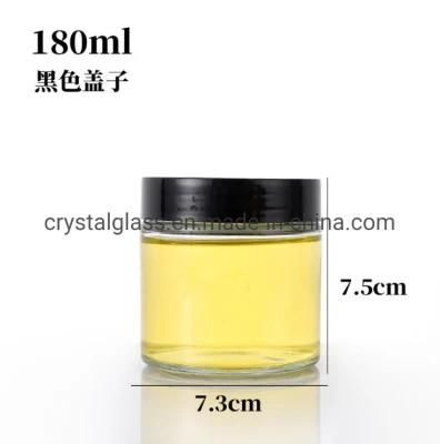 Glass Food Jar Wholesale Glass Container for Food Packaging Glass Jar with Black Plastic Lids