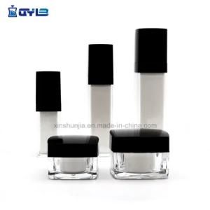 Transparent Acrylic Square Cream Jar with Black Cap for Cosmetic Packaging