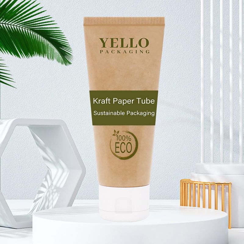 Eco-Friendly Kraft Paper Tube Sustainable Packaging Squeeze Cosmetic Lotion Tube for Cream Hand 75ml