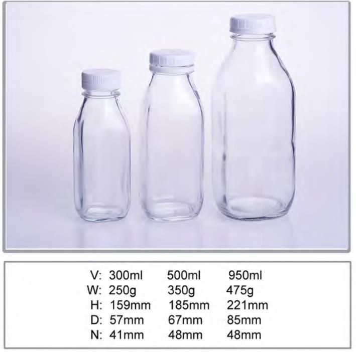200ml 250ml 500ml 1000ml Milk Glass Bottle with Metal Lid