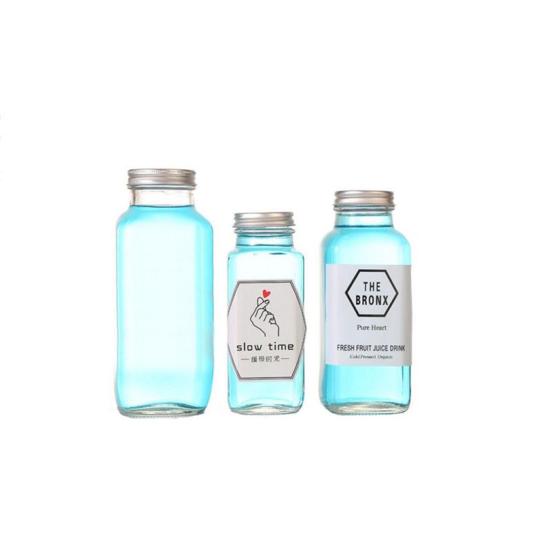 French Square Kombucha Beverage Cold Pressed Drinks Glass Bottle 500ml