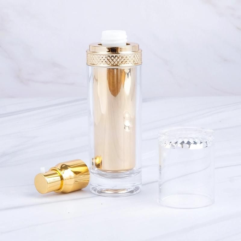 in Stock Fancy Unique 30ml 50ml 80ml 120ml High Quality Golden Empty Plastic Cosmetic Skincare Lotion Bottle