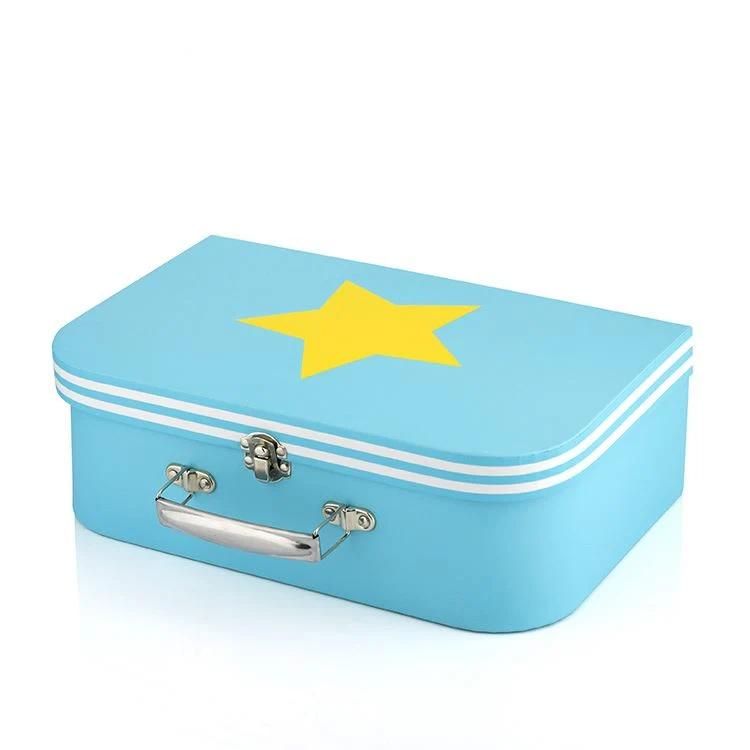 Wholesale Custom Kids Cardboard Foldable Travel Suitcase Toy Storage Box with Metal Handle