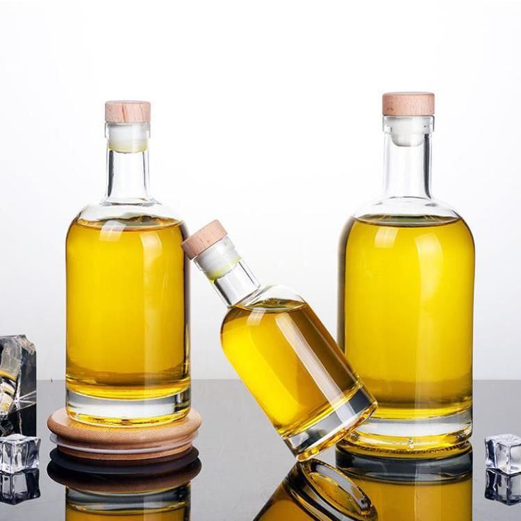 Wholesale Vodka 100ml 200ml 500ml 750ml Round Glass Bottles with Cork