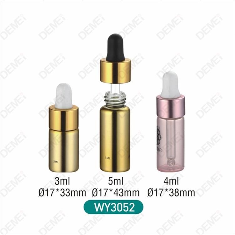 3ml-12ml Wholesale Cosmetic Packaging D17mm D18mm Mini Sample Straight Round Clear and Amber Serum Essential Oil Tube Glass Bottle with 13mm Silver Dropper Cap