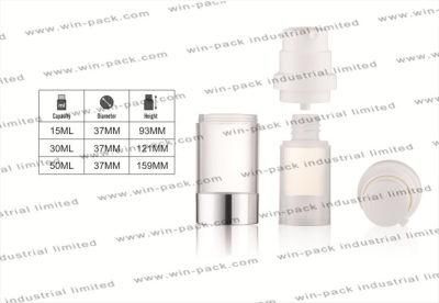 Hot Sale Aluminum Bottom Cosmetic Airless Bottle Lotion Packing 15ml 30ml 50ml