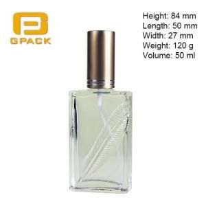 Wholesale 50ml 100ml Screw Pump Glass Perfume Bottle with Aluminum Cap Sprayer Engraved Leaf Bottle Perfume Spray Bottles