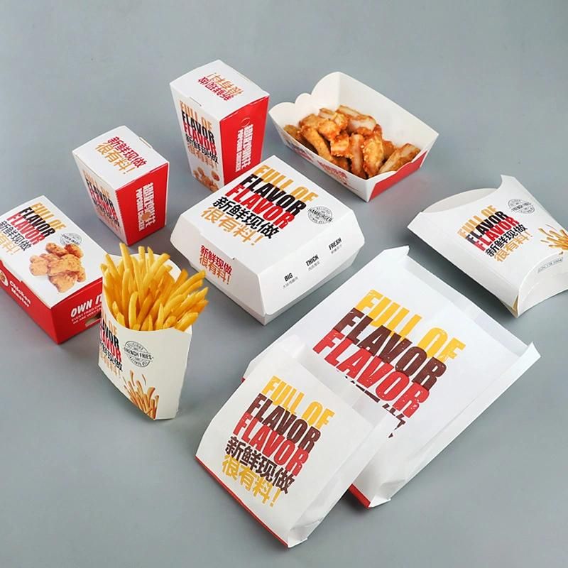 Custom Cmyk Recycled Containers Take Away Food Burger Hamburger Box Packaging Cheesecake Paper Luch Boxes