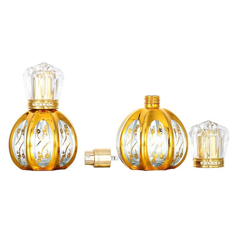 Pumpkin Shape Golden Plating Spray Bottle 50ml Luxury Glass Perfume Bottle