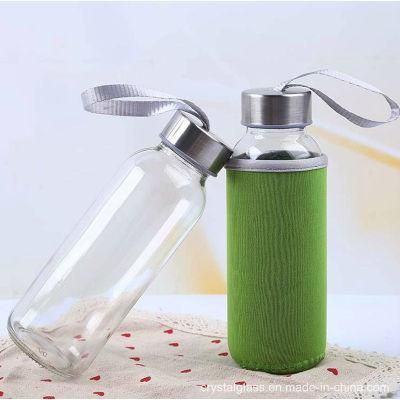 Fashion Eco Friendly Portable Clear Bottle Sport Glass Bottle 18oz