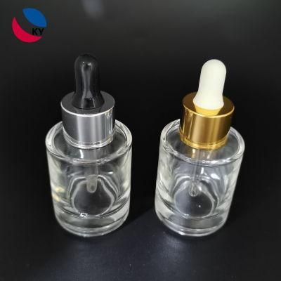 1oz Thick Wall Transparent Flat Shoulder Glass Dropper Bottle