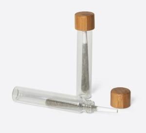 115mm Clear Glass Tube with Bamboo Lid - Child Resistant