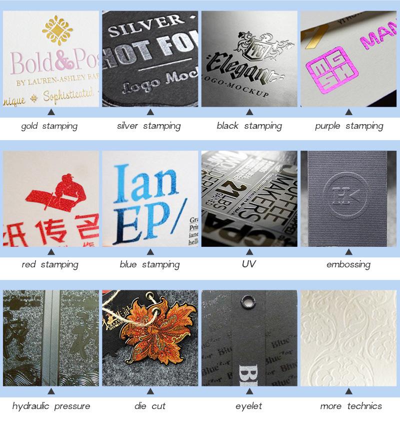 Customized Garment White Embossing Printed Die Cut Paper Hang Tag