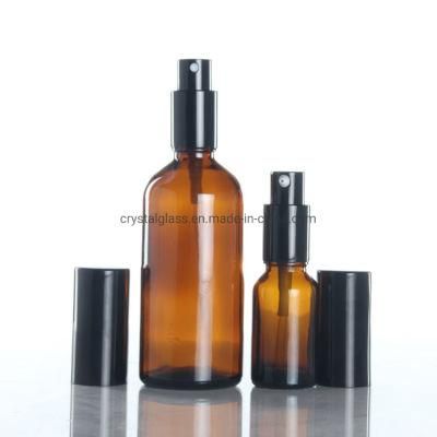 Amber Cosmetic packaging Bottle Set with Black Caps