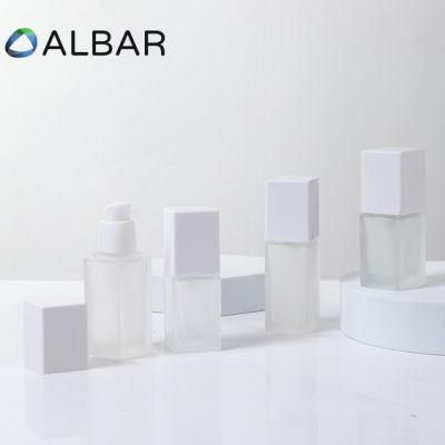 Square Skin Care Packing Transparent Black and White Glass Bottles for Cosmetics Customization